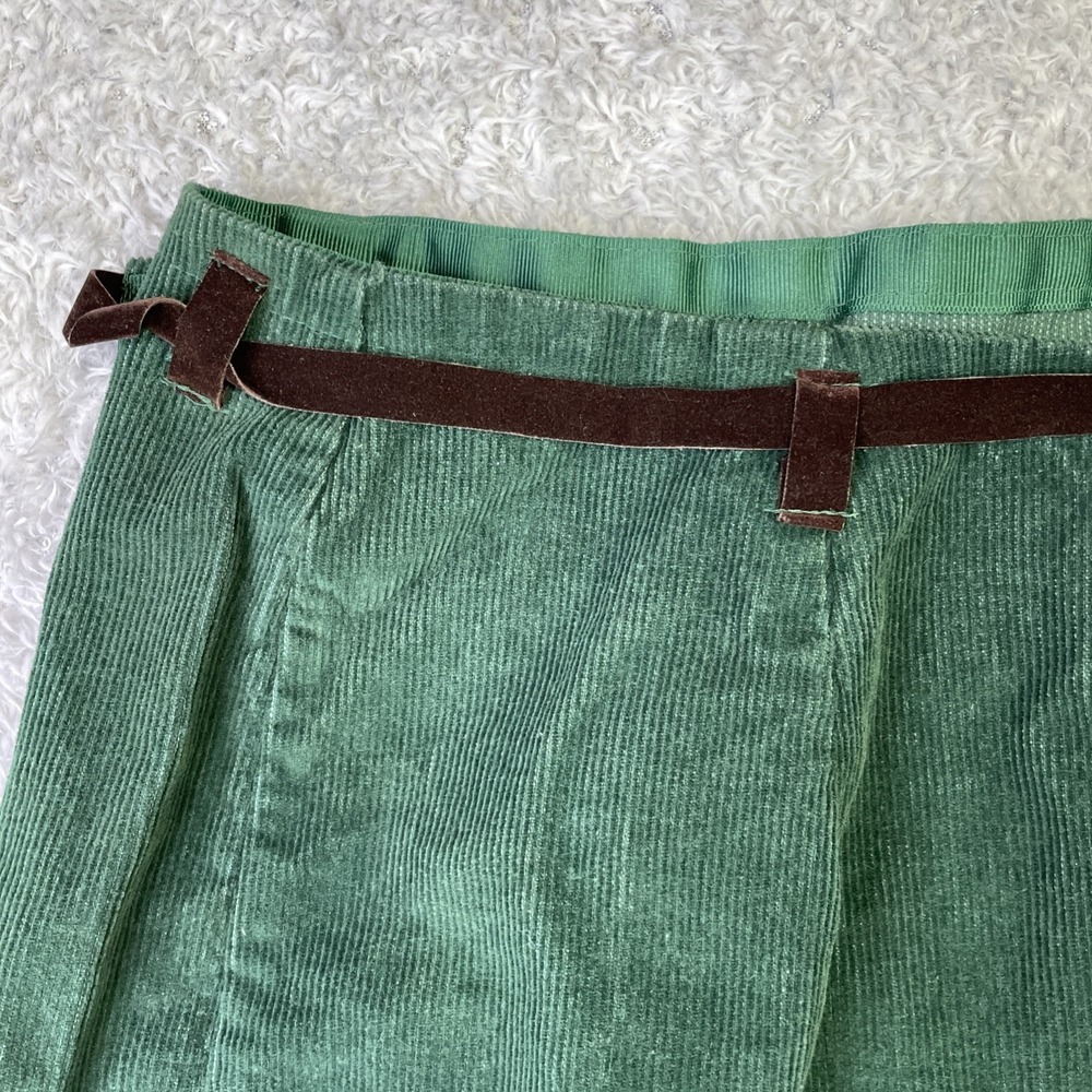 Vintage Made in USA Ivy Collectibles Corduroy Wrap Midi Skirt Green Sz 24x18 - Picture 8 of 9